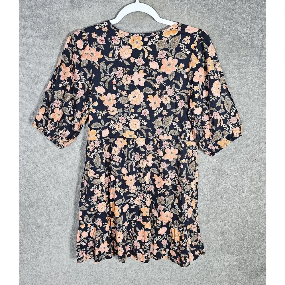 NWT Old Navy Floral Dress Girls Size XL 14-16 Keyhole Ruffle Hem‎ Puff Sleeve